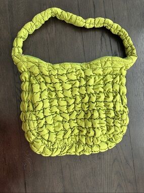 Lime Green Quilted Shoulder Bag